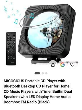 MICOCIOUS Portable CD Player with Bluetooth Desktop for Home Black